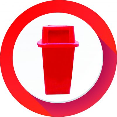 ถังขยะ40ลิตรทรงเหลี่ยมสีแดง