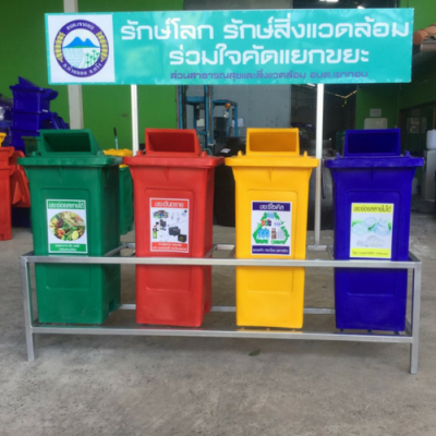 >>ชุดคัดแยกขยะ ขนาด 120 ลิตร ฝาปิดแบบช่องทิ้ง ไม่มีล้อ<<
